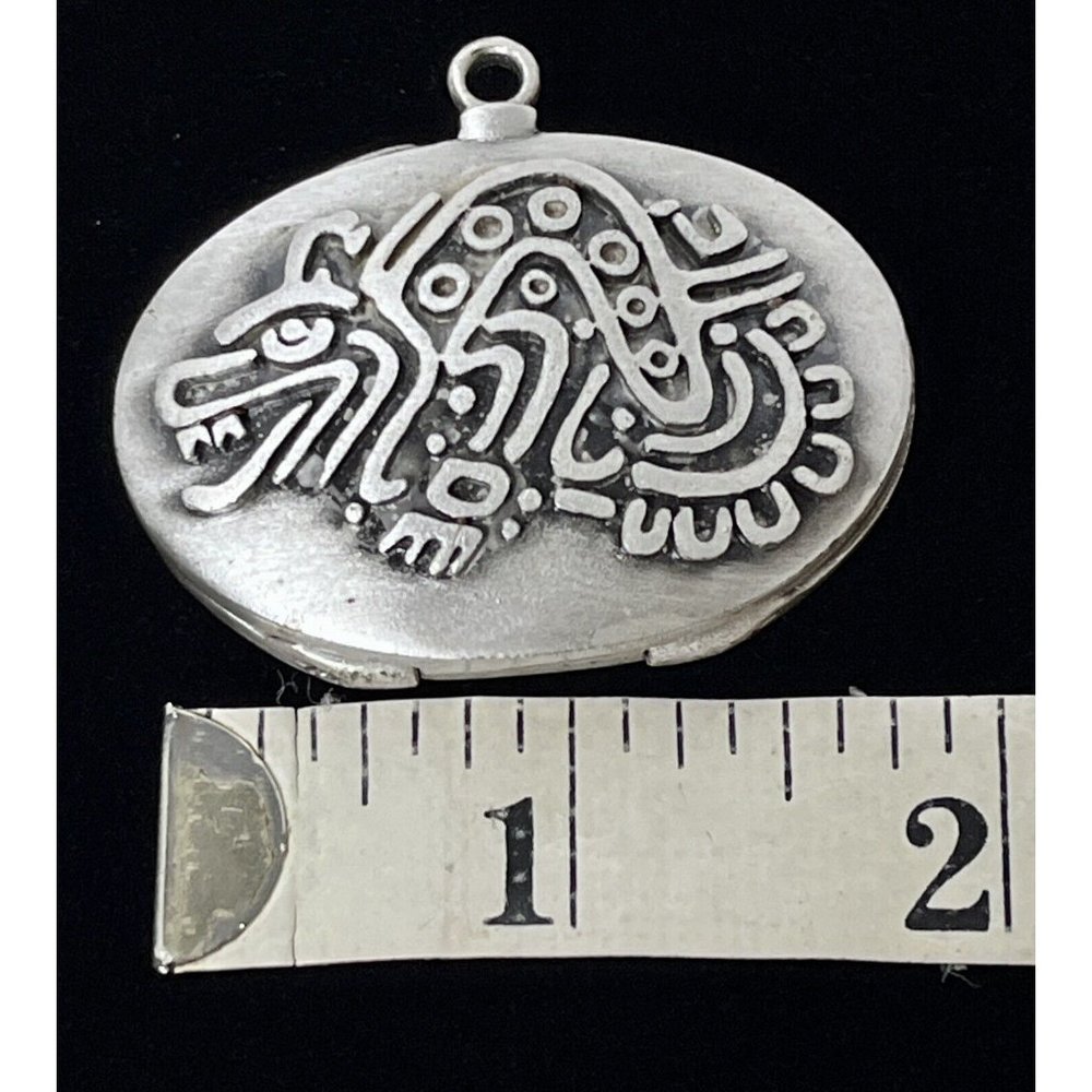 Cachet Vintage Silvertone Solid Perfume Tribal Dr… - image 4